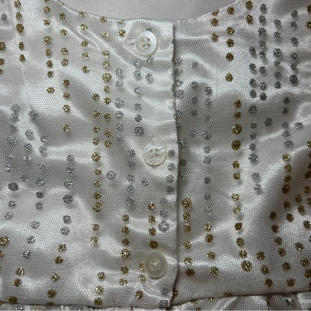 Pinky White and Gold Glittery Tulle Dress Rose Detail Toddler‎ Girl 4T